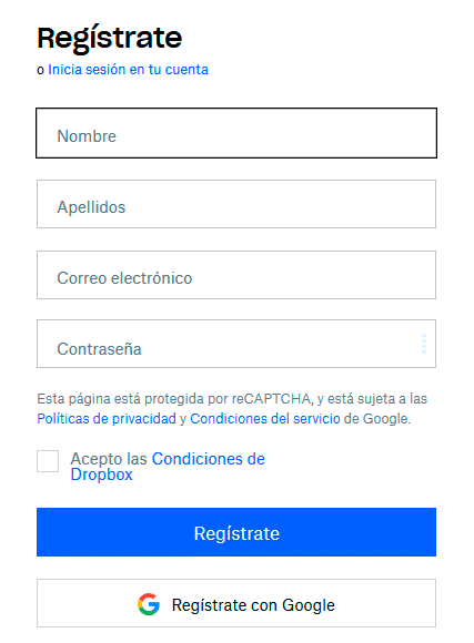 registro dropbox